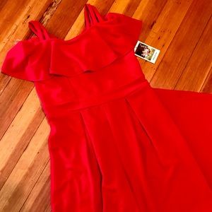 NWT Girls Red Crepe Jumpsuit Size 16